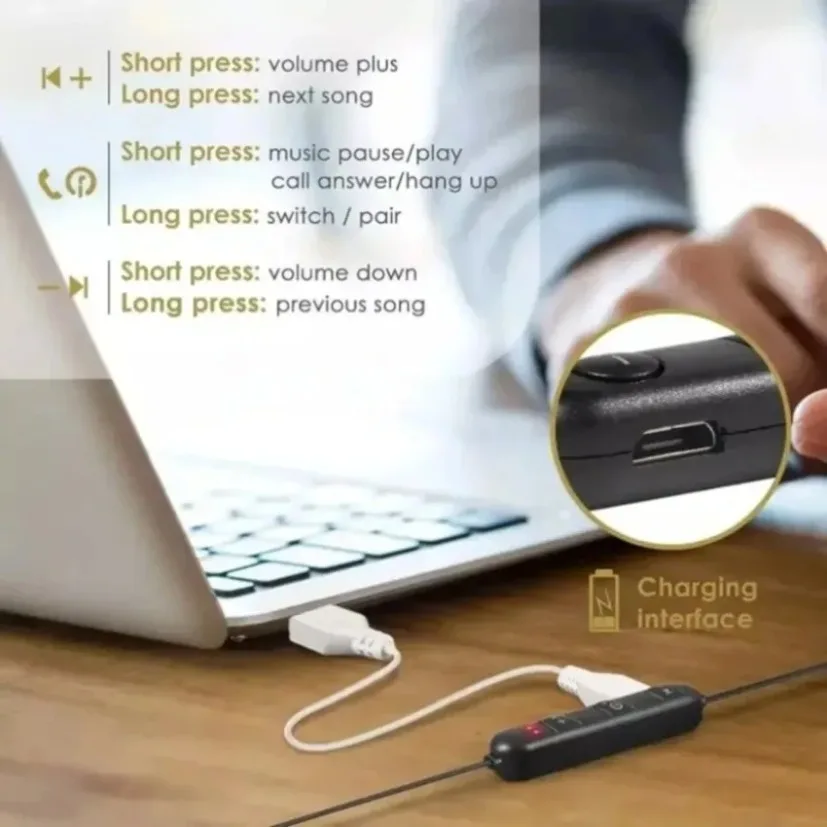 Fones de ouvido Bluetooth com  - Magnetic Neckband Sports Earphones avaliação e preço